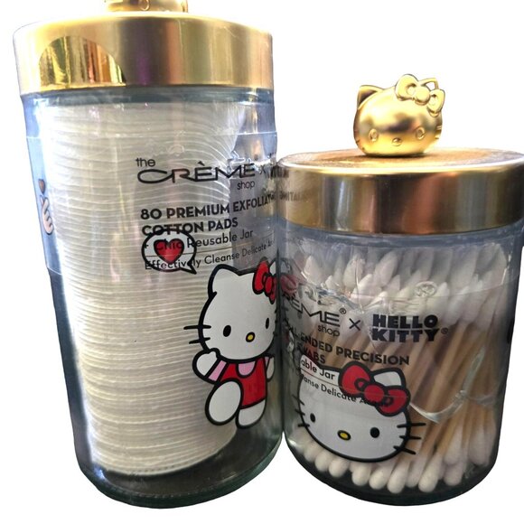 Hello Kitty Crème Shop Cotton Pads & Swabs Reusable Jar Set - Picture 3 of 5